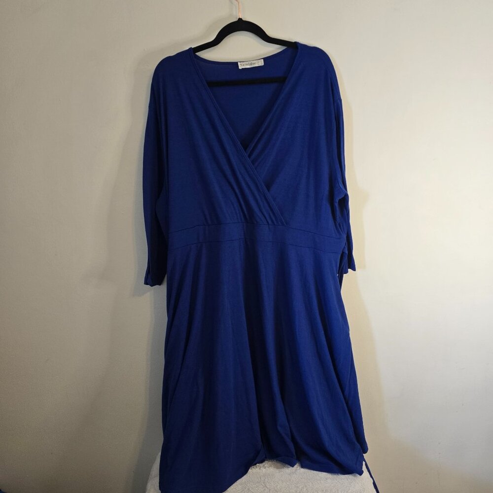 WOMENS PLUS SIZE 26 BLUE DRESS - NEMIDOR - Deep V